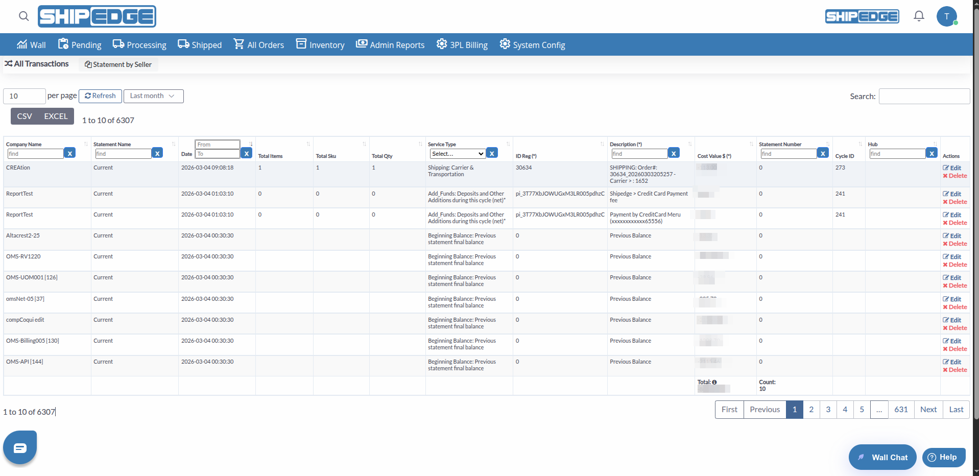 All OMS Transactions