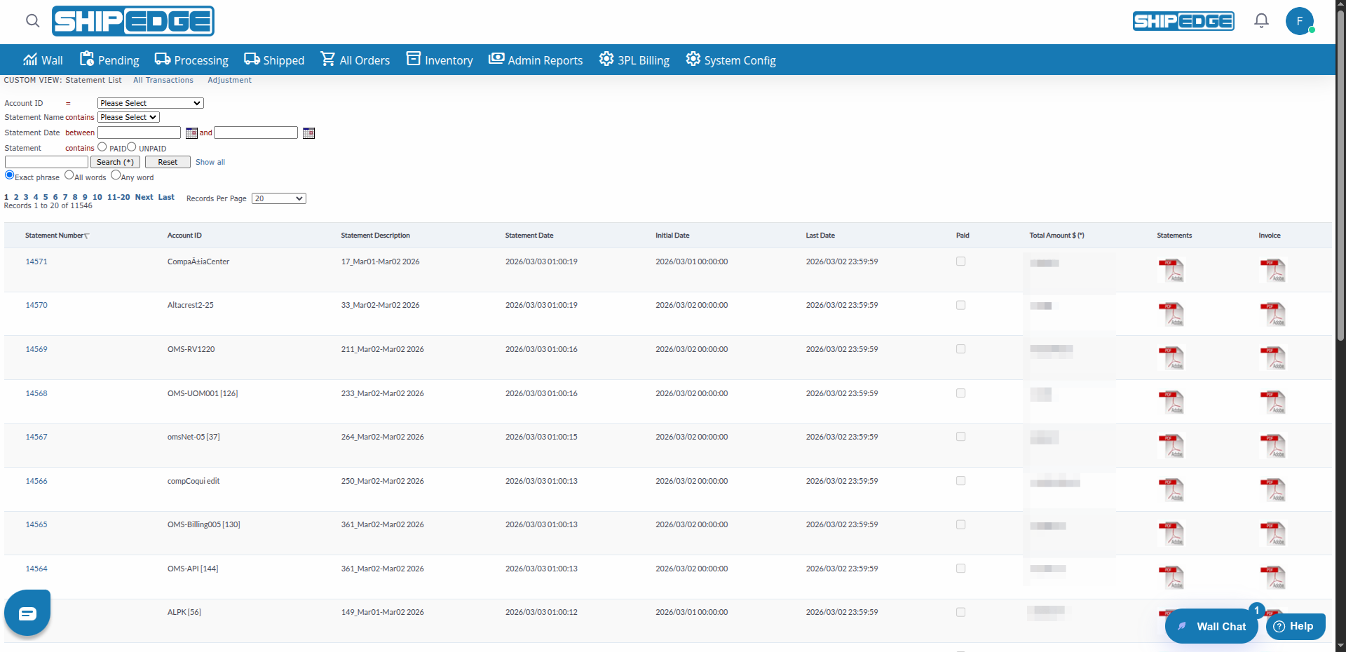 OMS Client Statements