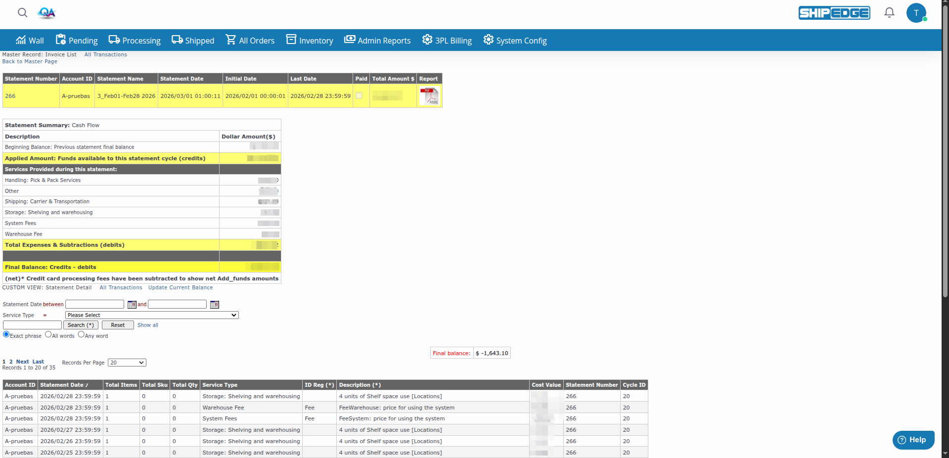 View Statement Details