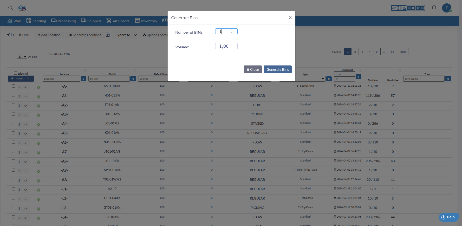 Generate Bins for Locations