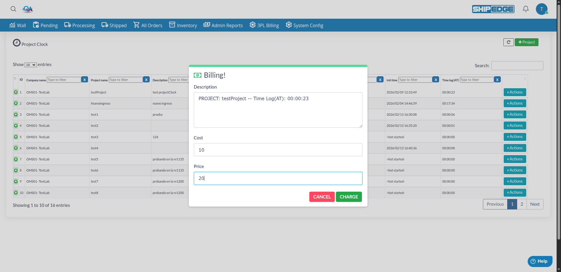 Close and Bill a Project