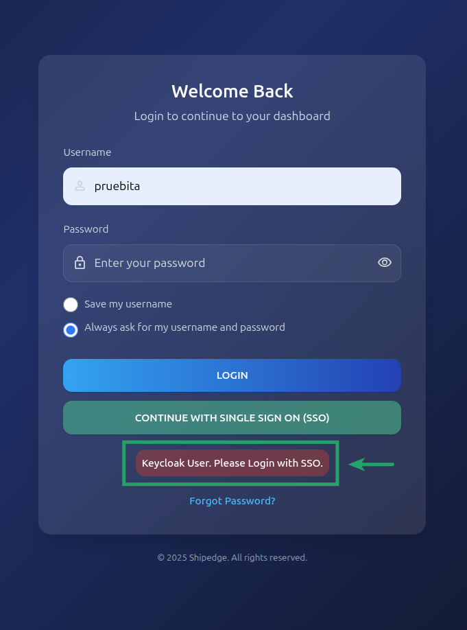 SSO-Linked User: Must Use SSO
