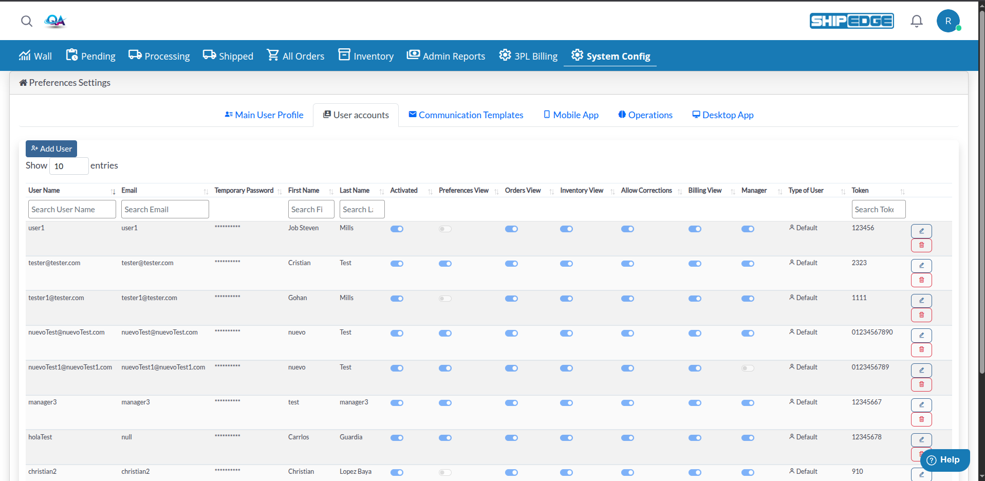 User Types & Permissions